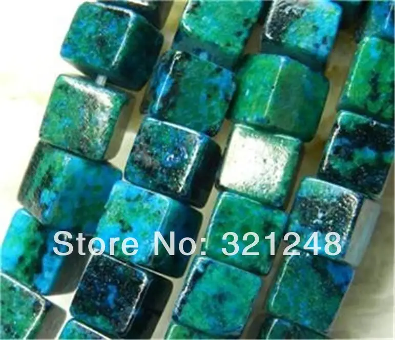 

Fashion jewelry DIY handmade beads 6mm Azurite Chrysocolla stone cube Square Loose Bead accessories findings 15inch FR55