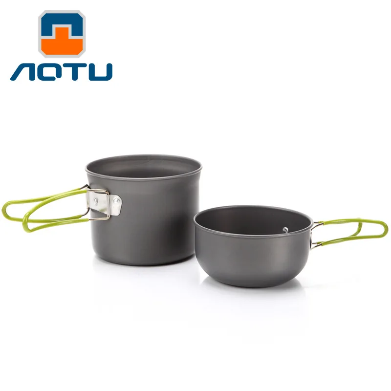 Camping vajilla cocina al aire libre conjunto de utensilios de cocina de vajilla no-stick ollas pan juego de picnic senderismo utensilio