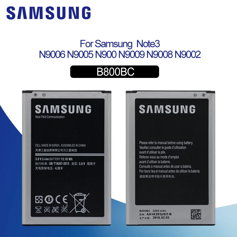 Оригинальный аккумулятор для SAMSUNG B800BE 3200 мАч Сменный телефона Samsung Galaxy Note 3 N900A N9002