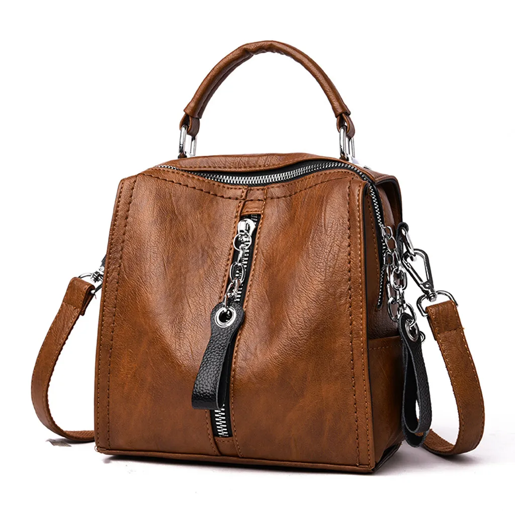 Aelicy кожаная женская сумка, простые однотонные сумки-клатчи, сумка на молнии, модная сумка на плечо, дизайнерская стильная Большая вместительная сумка, новинка - Цвет: Brown