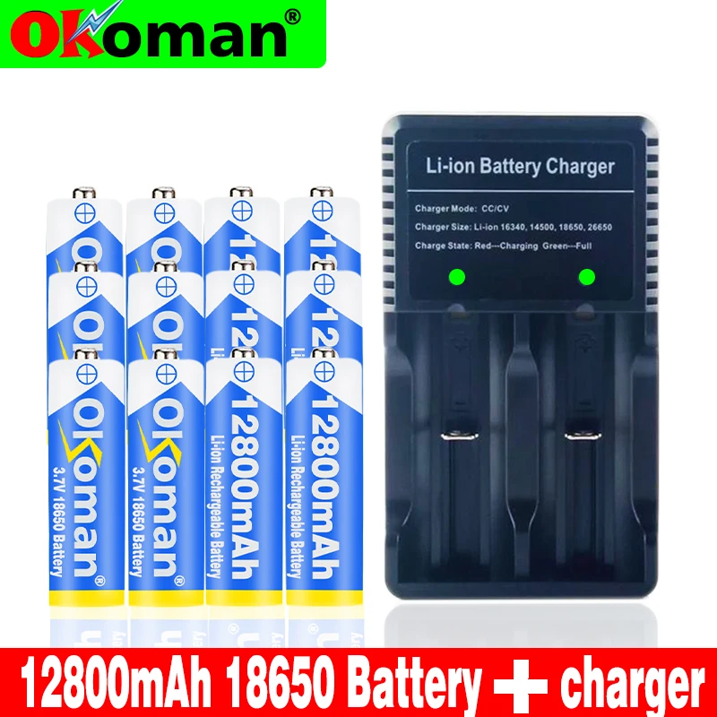 Okoman Новая батарея 18650 3 7 V 12800mAh перезаряжаемая литий-ионная для игрушечного