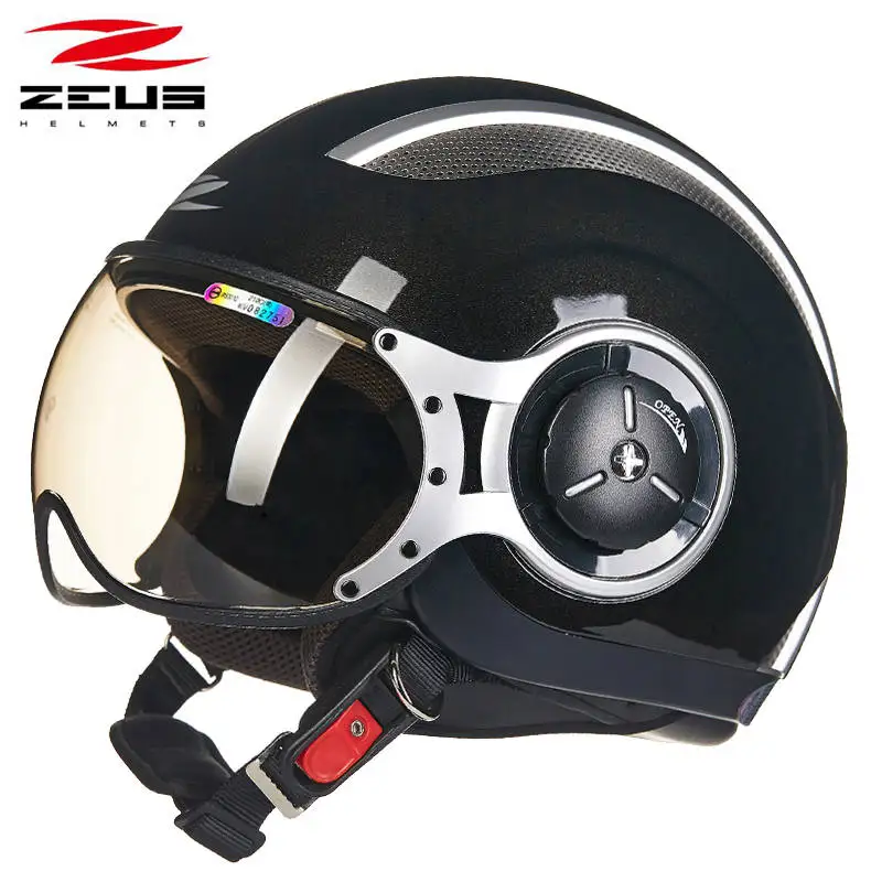 

ZEUS 218C half face motorcycle helmet motorbike racing open face vintage retro helmets removable washable padding DOT approved