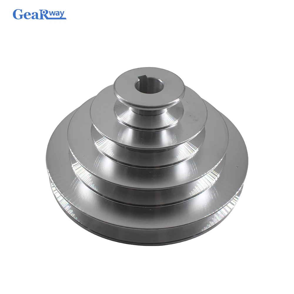 Details about   Aluminum V-Type 4 Step Pulley 16mm Bore for Motor Shaft Drive Silver 