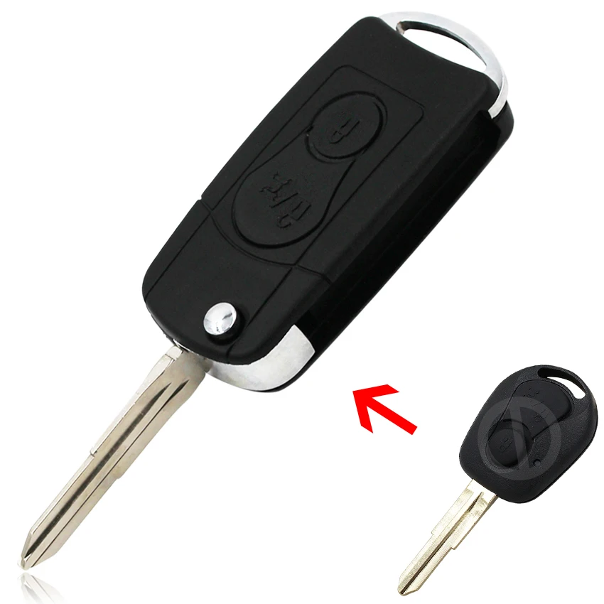 

2 Button Folding Remote Key Shell Case Flip Smart Car Key Housing Cover Fob Uncut Blade for Ssangyong Actyon Kyron Rexton