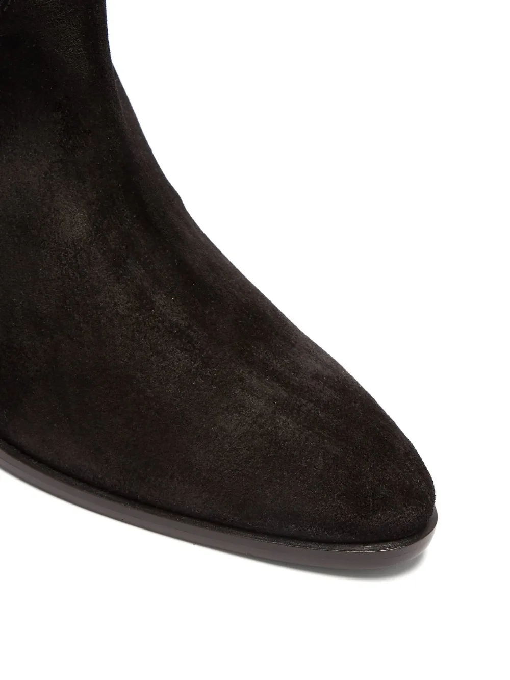 Женские сапоги выше колена из черной замши; роскошные высокие сапоги на высоком массивном каблуке 4,5 см; botines mujer; зимняя женская обувь с бахромой