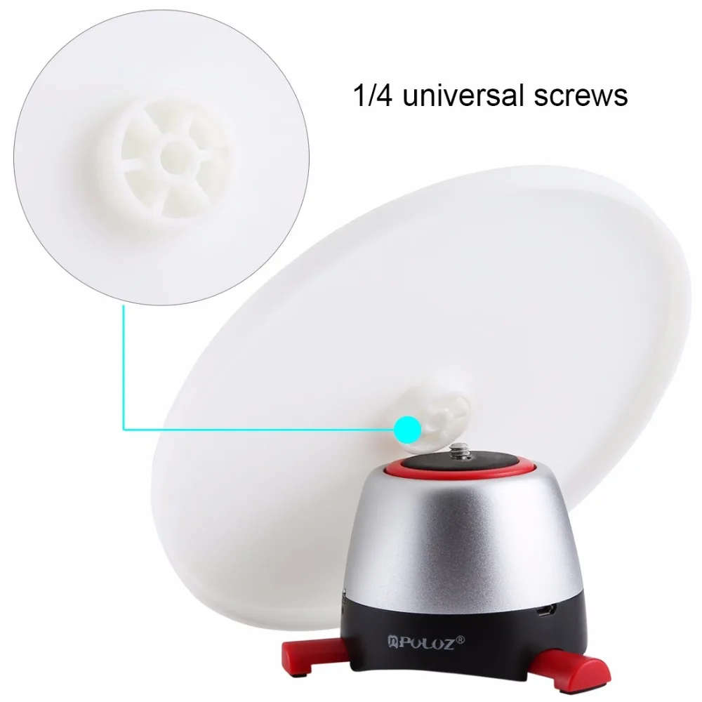 PULUZ Electronic 360 Degree Rotation Panoramic Tripod Head (Red)+Round Tray with Control Remoter Fit for Shooting small products