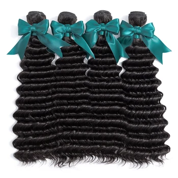 

Piaoyi Deep Wave Bundles Brazilian Hair Bundles Remy Natural Color Human Hair Weaving 12-28inch 4Pcs Human Hair Extensions