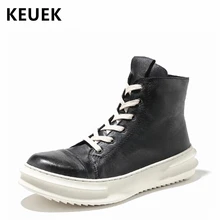 Модные мужские ботинки в байкерском стиле; сезон осень-зима; обувь с высоким берцем на шнуровке; ботильоны из натуральной кожи; популярная Молодежная обувь; 02C