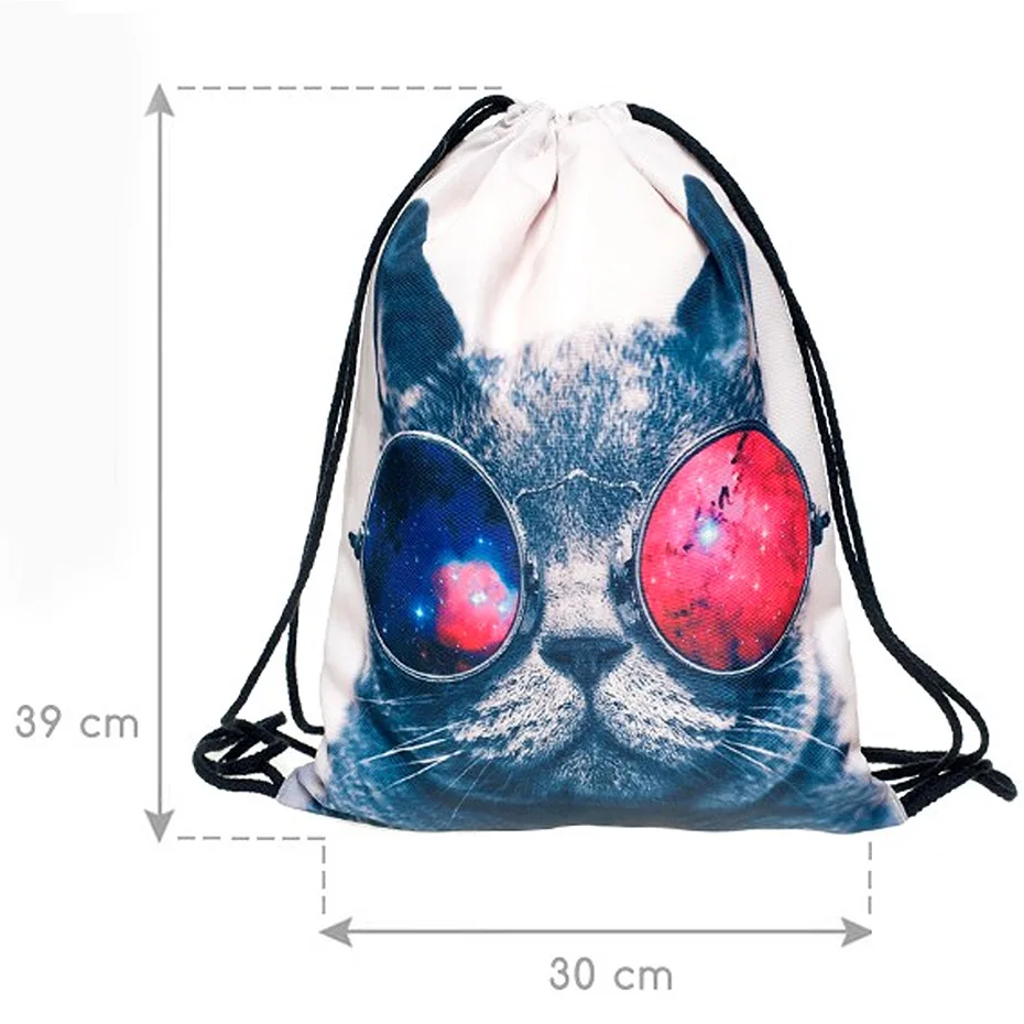 Сумка для хранения с 3D принтом кота модная новинка Женская сумка на шнурке 30*39 см/11,8*15,4 ''1 шт./лот