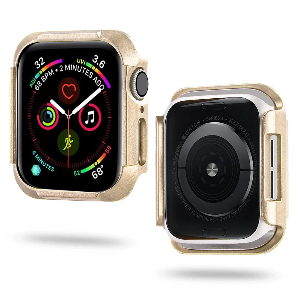 Защитный чехол для экрана для Apple Watch Series 4 40 мм 44 мм крышка пластиковая рамка для ПК для iWatch 4 защитные аксессуары для бампера - Цвет: Gold