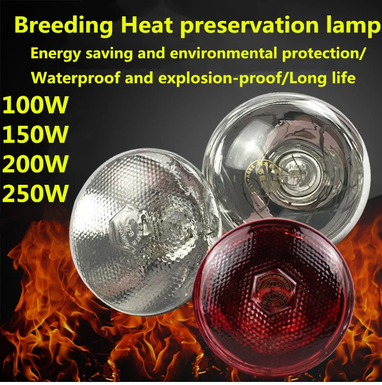 60pcs/lot E27 Thickened heat lamp Breeding bulb Waterproof and explosion-proof infrared heating lamp Chicken Coop Heating