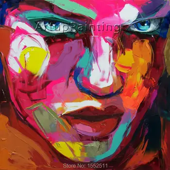 

Palette knife painting portrait Palette knife Face Oil painting Impasto figure on canvas Hand painted Francoise Nielly 15-53