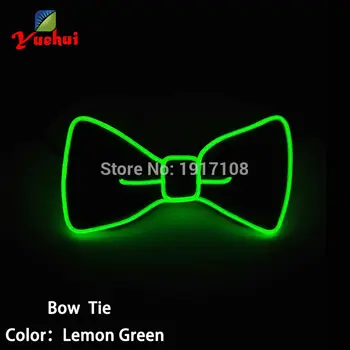 

Hot Sale Luminous product Lemon Green EL bow Tie Free Shipping Flexible Neon Light Glowing LED Bow Tie for Party Decoration