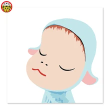 Картина по номерам художественная краска по номерам в зеленой шляпе несчастная девушка, короткие волосы, глаза закрыты, мышление DIY Цифровая живопись