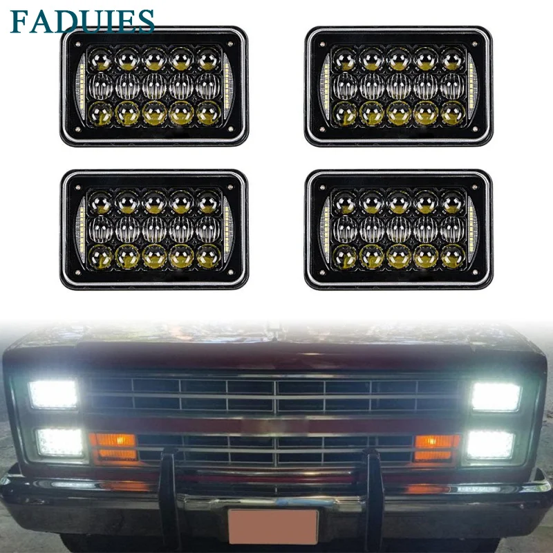 

2017 New 4x6 inch LED Headlights Rectangular Replacement H4651 H4652 H4656 H4666 H6545 For Peterbil Kenworth Freightinger Ford