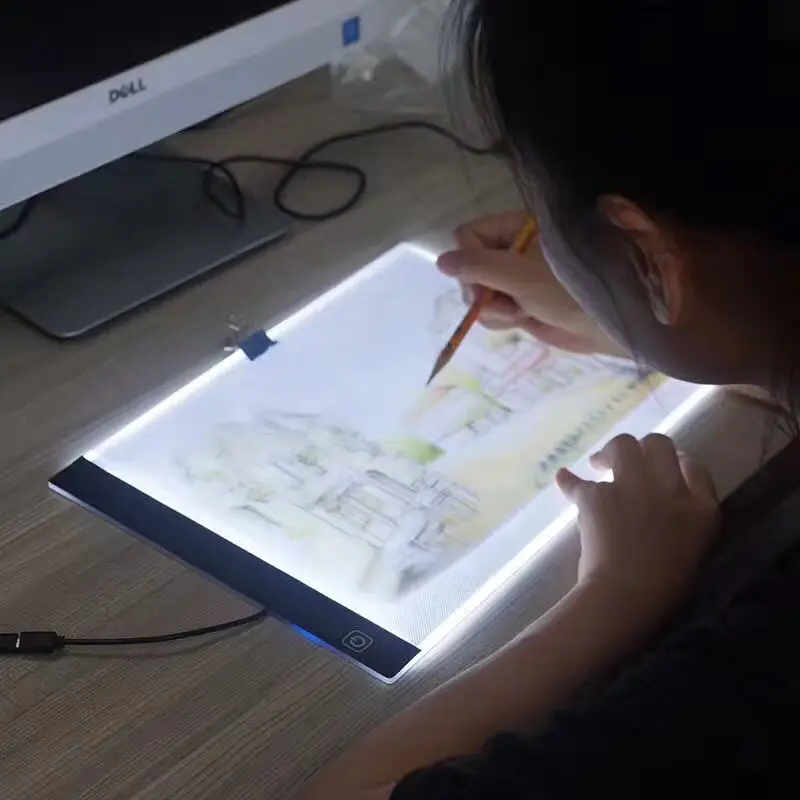 Цифровой Планшеты 13,15x9,13 inch A4 светодиодный графиком Фотофон из тонкой художественной Трафаретный Рисунок световая панель-бокс копировальный стол коврик трехуровневая