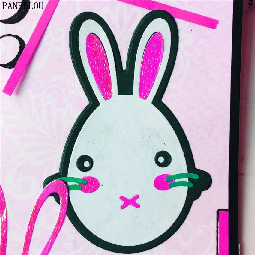 

PANFELOU Pink rabbit paper die cutting dies for Scrapbooking/DIY Christmas wedding Embossing mould cards