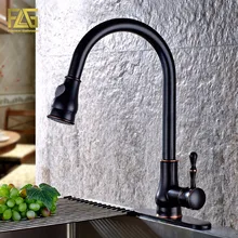 FLG Black font b Kitchen b font Washing Taps Deck Mounted Single Hole With 3 Hole