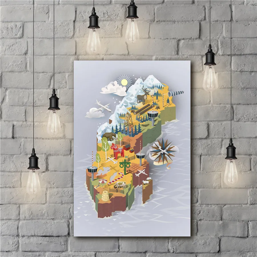 

Map of London England Wall Art Sticker Canvas Sticker Exquisite Design Colorful Home Decor Cafe Pub Bar Painting