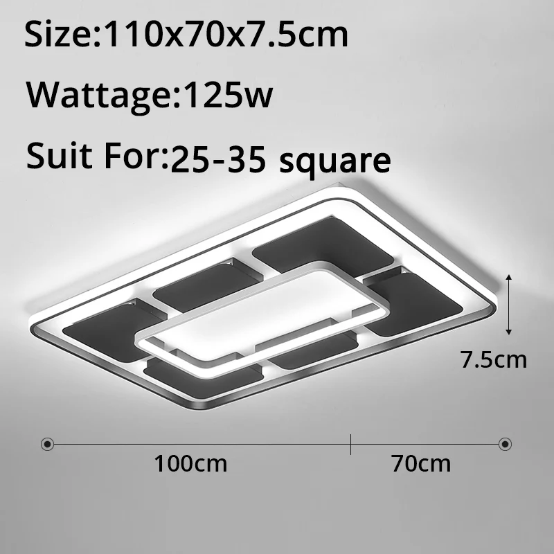 110x70x7.5cm 125w Современные потолочные светильники светодиодные для гостиной спальни белый и кофейный цвет дома светодиодные потолочные светильники AC 110V-AC260V - Цвет корпуса: 110x70x7.5cm 125w