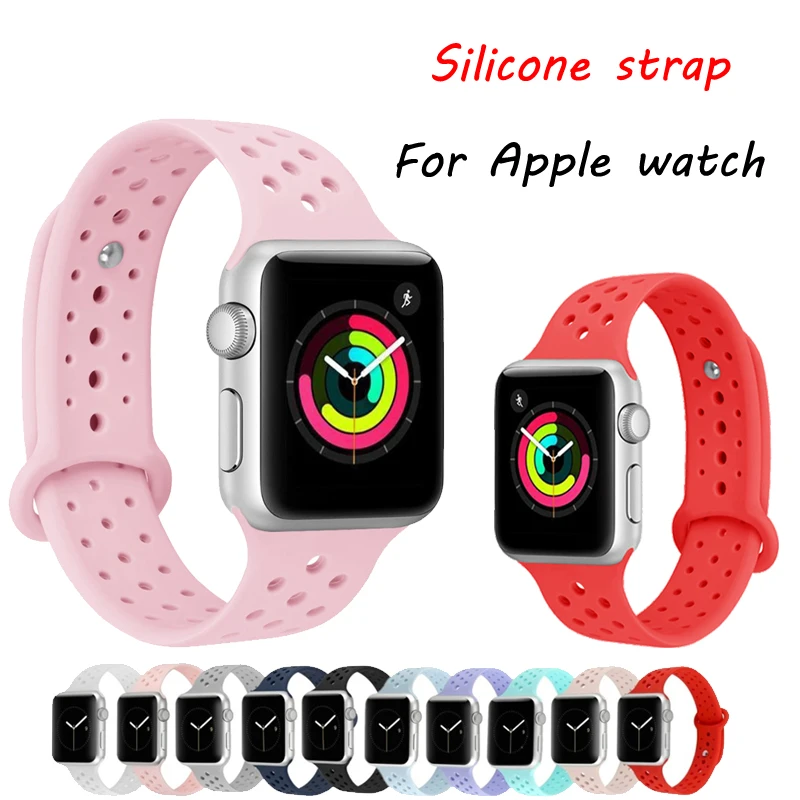 Спорт силиконовый ремешок для Apple watch группа 42 мм 38 мм 40/44 мм correas iwatch 4/3/2/1 браслет наручные резиновой Nike + металл