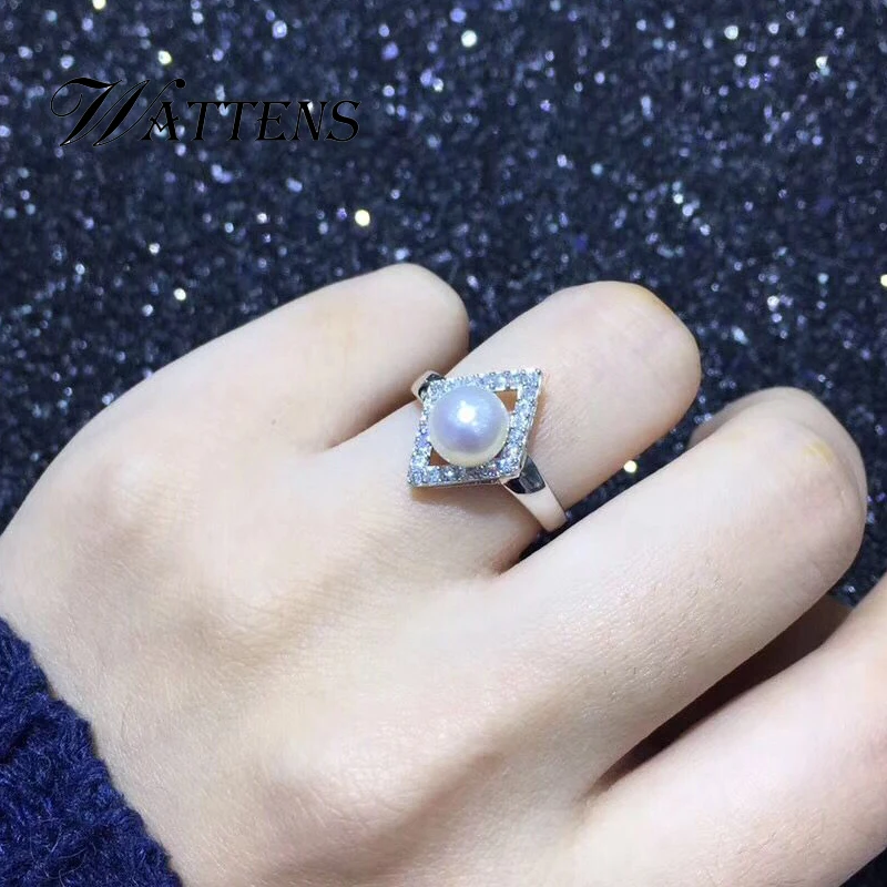 

pearl jewelry 925 sterling silver ring natural freshwater pearl ring women fashion wedding party Gift Elegant Simple New 2019