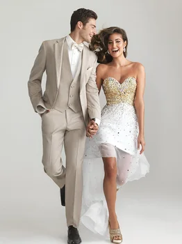 

New custom made Ball Gowns Champagne tuxedo groom wedding suit groom wedding suits ( jacket+Pants+vest+tie)