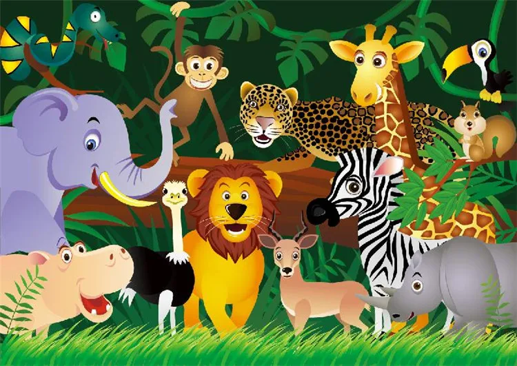 Фреска джунгли животные обои 3D обои для детской спальни ТВ фон обои домашний декор Фреска