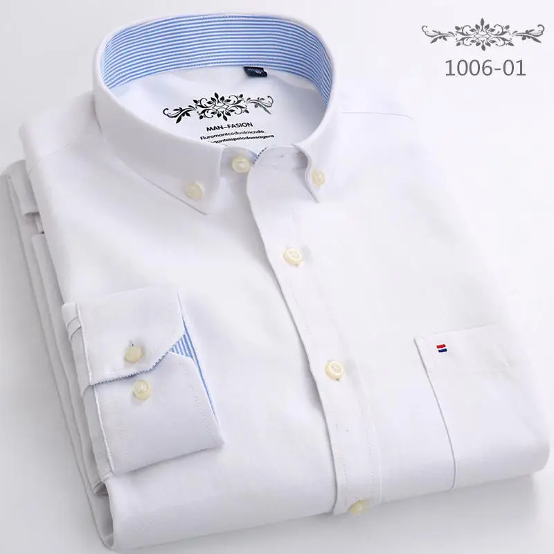 Хлопок, оксфордская рубашка, новинка, мужские повседневные рубашки с длинным рукавом, высокое качество, облегающие рубашки - Цвет: 1006-01