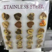 12 пар/лот 316L нержавеющая сталь разбитые в форме сердца серьги гвоздики Joyas Pendientes Moda Mujer высокое качество серьги