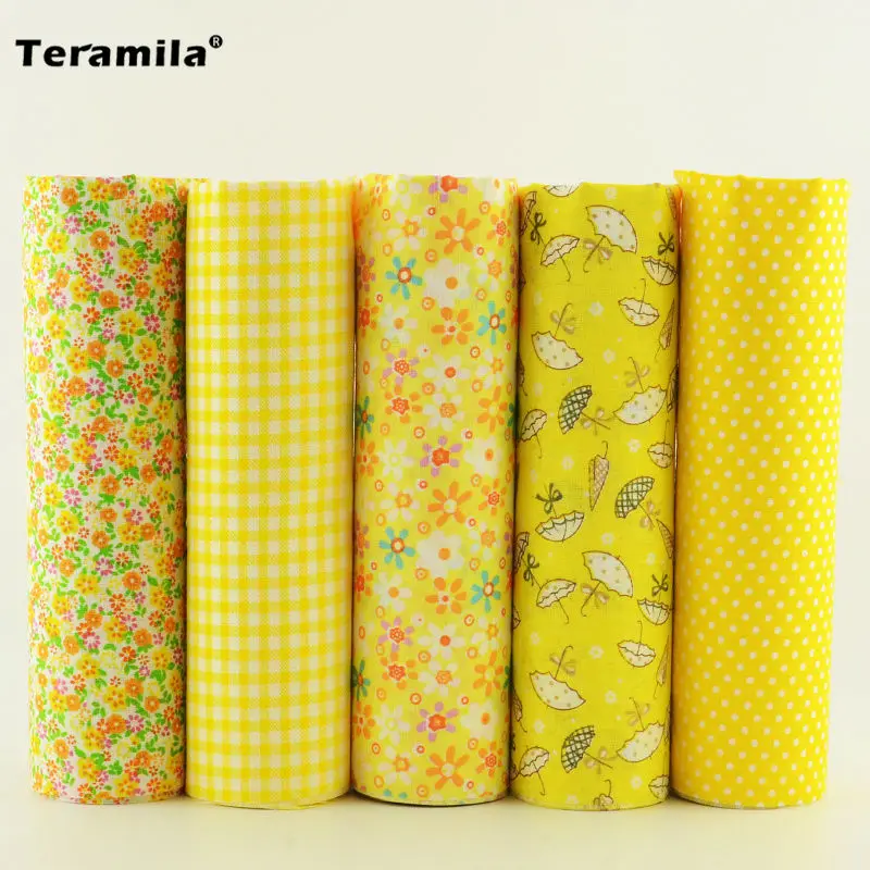 

Materials Sewing Plain 5 Pieces 50cm*50cm 5 Free Pattern Cotton Fabric Tissues Different Color Desk and Gift Decoration Art Work