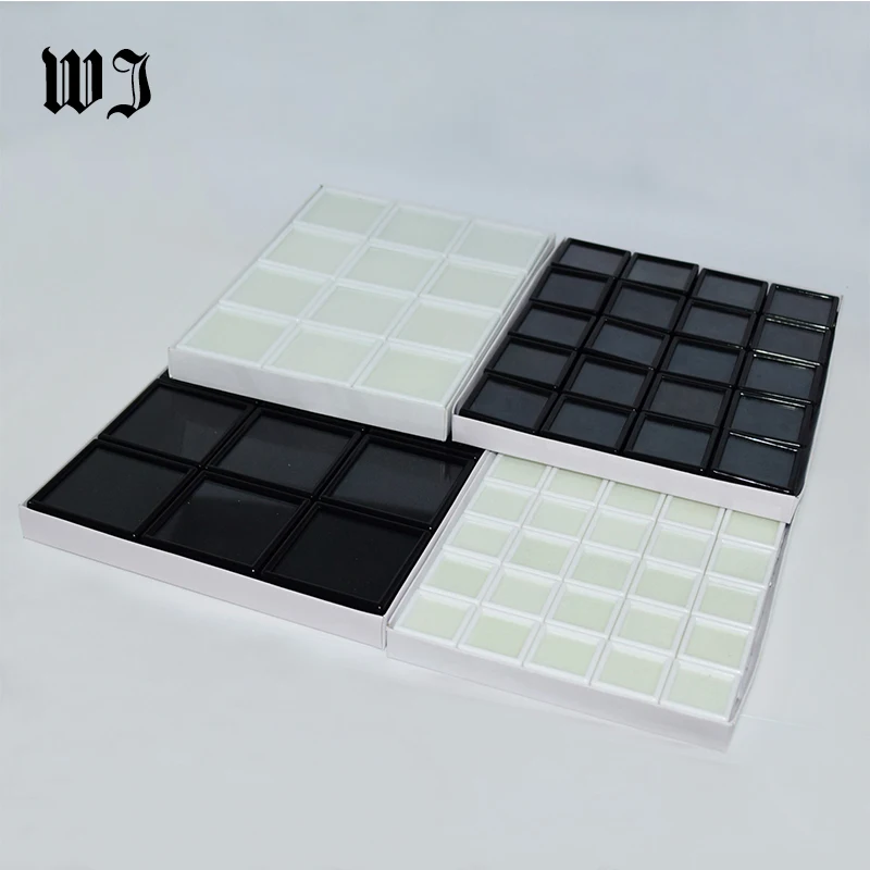 Wholesale Gemstnes iamonds Boxes Loose Diamond Jewelry Display Case Holder Gem Show Storage Container Box Plastic White & Black Jewelry Packaging