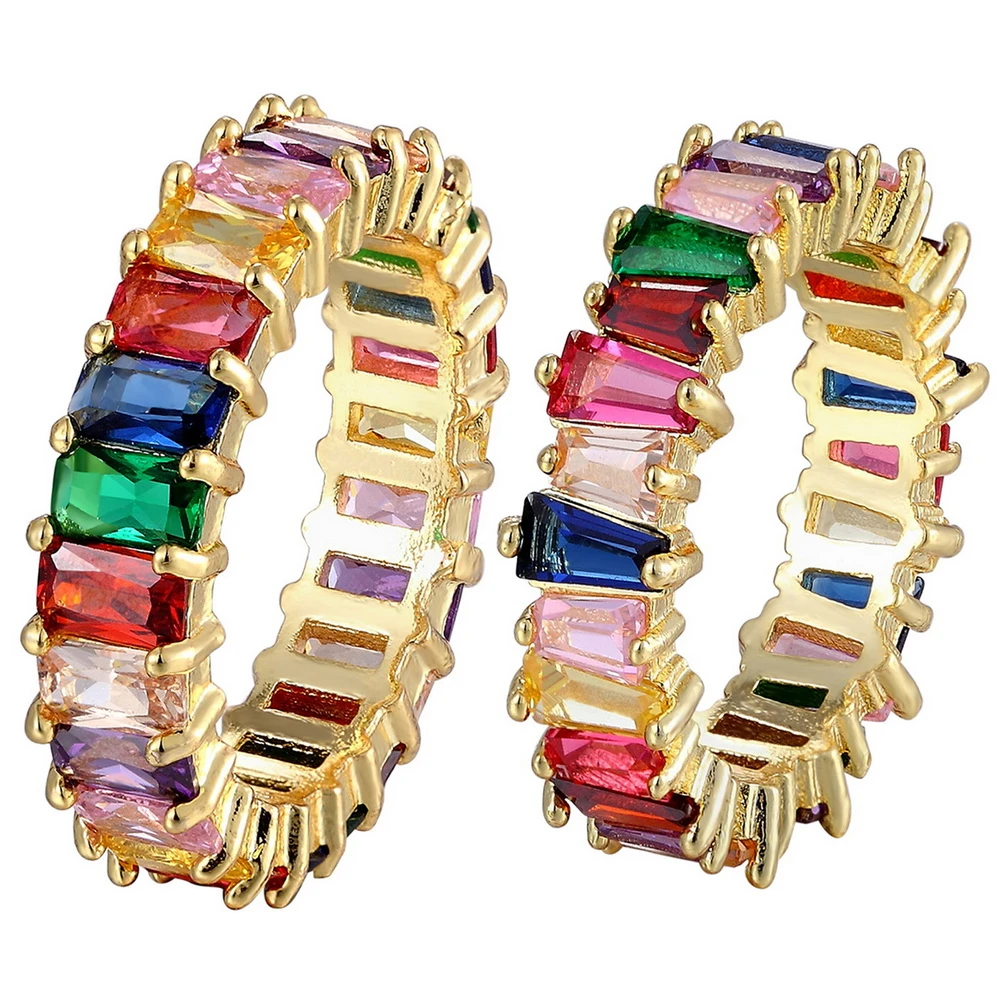 Charm Water Diamond Ins Jewelry Cz Gold Lady Rainbow Ring Charm Water Diamond Ins Jewelry Cz Gold Lady Rainbow Ring
