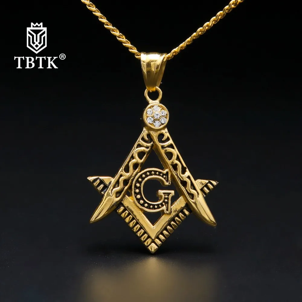 TBTK оптовая продажа золотой хип-хоп Iced Out G начальный символ масонов кулон для