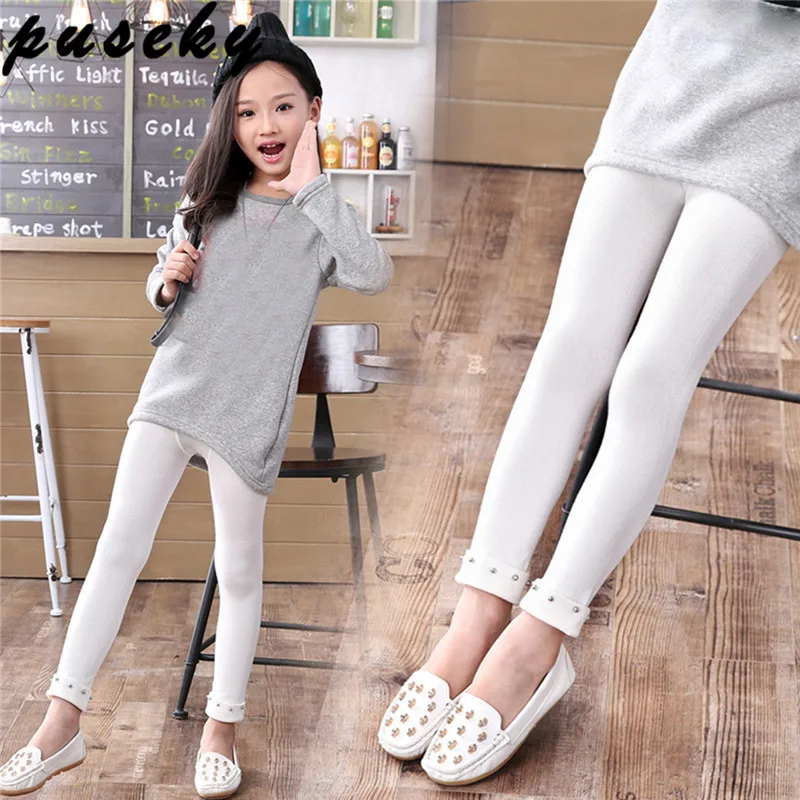 Puseky 2017 Baby Girls Leggings Winter Kids Thick Leggings Pencil Pants