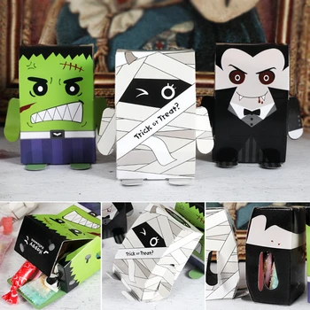 

30Pcs Halloween Night Party Decoration Cartoon Mummy Green Science Frankenstein Vampire Kids Chocolate Candy Box Child Gift