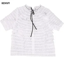 KENVY модные брендовые женские высокого класса люкс летом с коротким рукавом кружева шить Топ