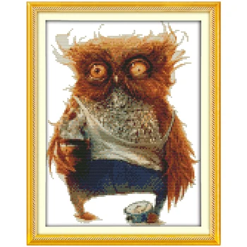 

Owl Patterns Counted Cross Stitch 11CT Printed 14CT Cross Stitch Sets Chinese Animals Cross-stitch Kits Embroidery Needlework