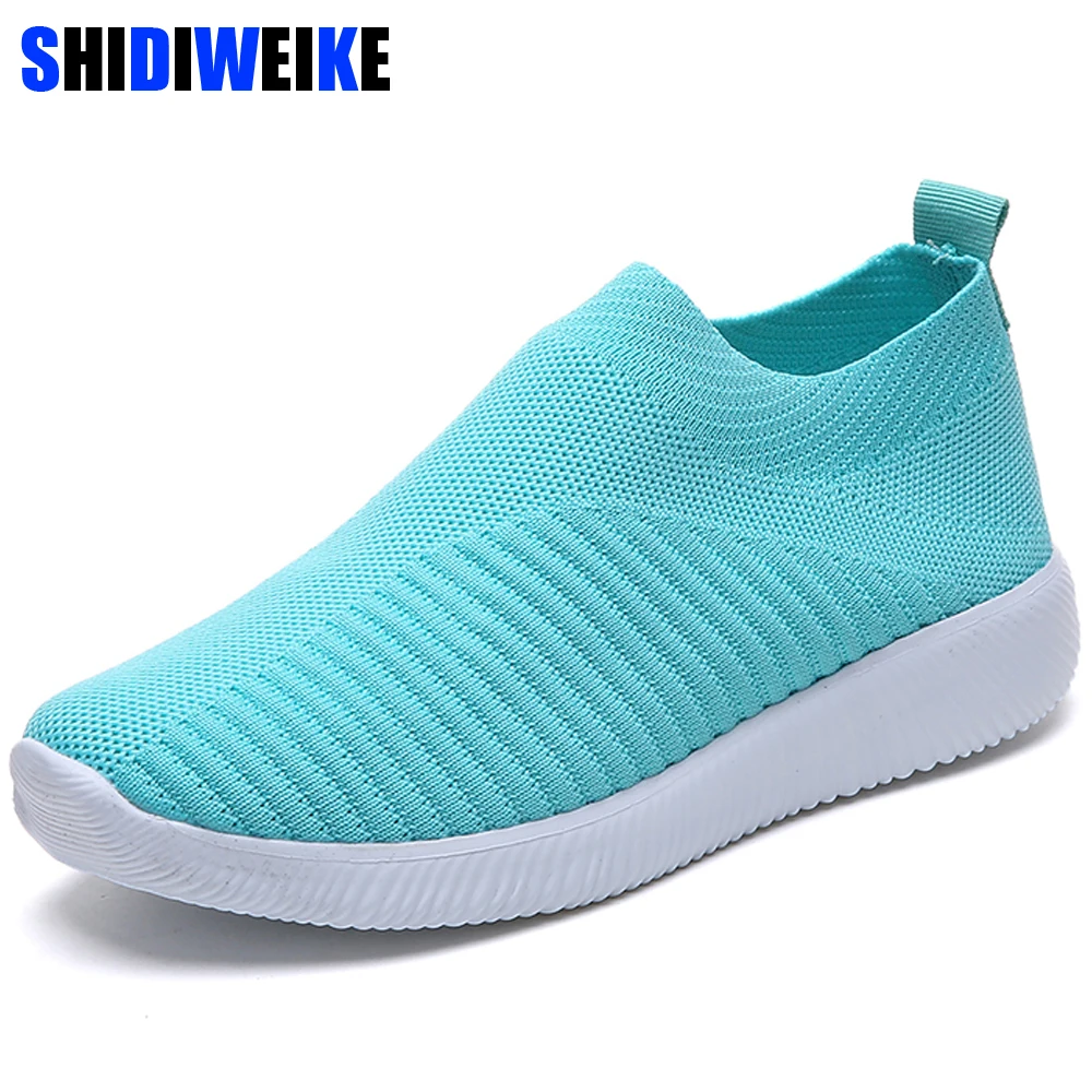 

Women Knitting Slip On Spring Flat Loafers Ladies Plus Size Comfort Breathable Mesh Soft Walking Shoes Female Fashion Footwear
