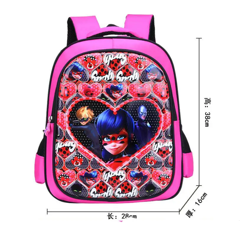 

New Brand 3D Cartoon Ladybug children schoolbag Girls Spiderman school Backpack Suitable for 6-12 years old Princess kids bag