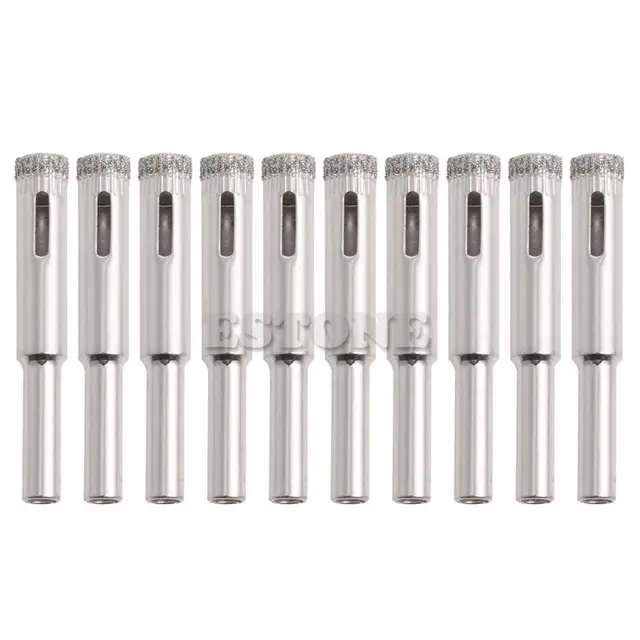 Forets à noyau revêtu de diamant 10 pièces, 5mm 6mm 8mm 10mm 12mm, scie à trous, carreaux de verre céramique marbre accessoires de travail 1