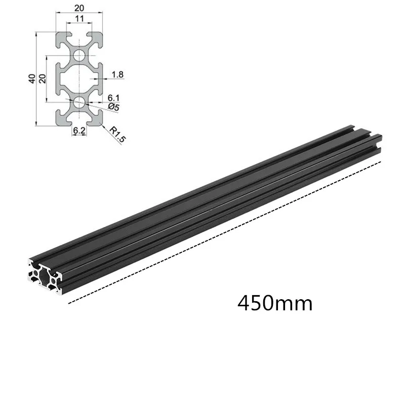 450 мм длина черный анодированный 2040 Т-образные алюминиевые профили экструзионная рама для ЧПУ