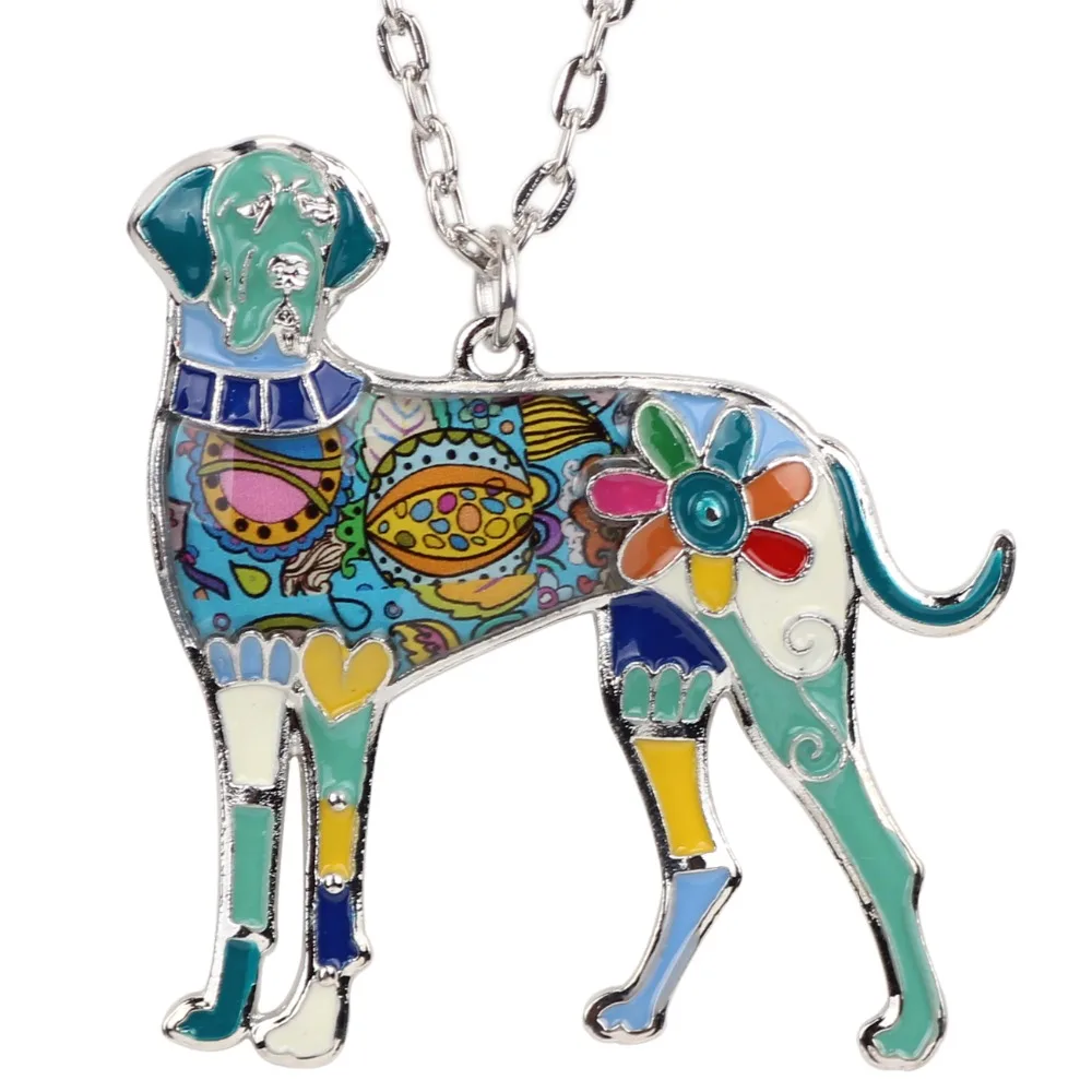Bonsny Массивное колье из металлического сплава с эмалью Great Dane, колье на цепочке, подвеска на воротнике, новинка, модные ювелирные изделия с эмалью для женщин