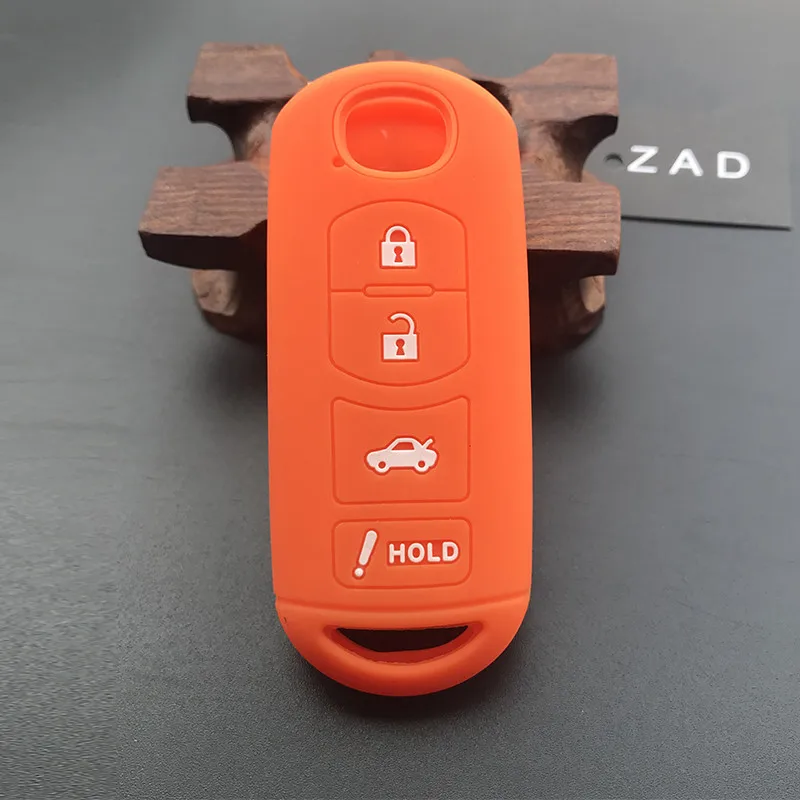 Силиконовый чехол для ключей автомобиля ZAD для Mazda 3 5 6 8 CX5 CX7 CX9 M6 GT, пульт дистанционного управления, брелок с 4 кнопками - Название цвета: Оранжевый