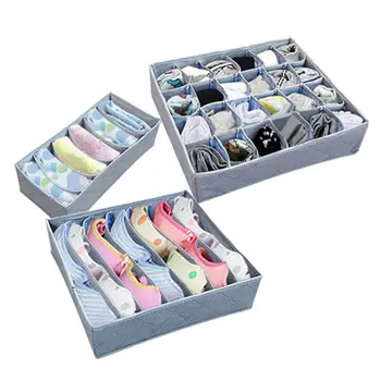 

3Pcs Closet Drawer Organizer Storage Box with Zipper Bamboo Charcoal Set Bamboo Underwear bra towel socks storage box