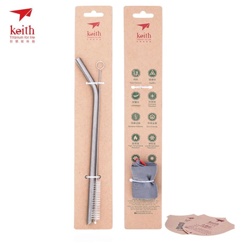 Keith titanio paja curvada paja Camping al aire libre senderismo bebida 21 cm con cepillo limpio Ti3701 Dropshipping Keith titanio paja curvada paja Camping al aire libre senderismo bebida 21 cm con cepillo limpio Ti3701 Dropshipping