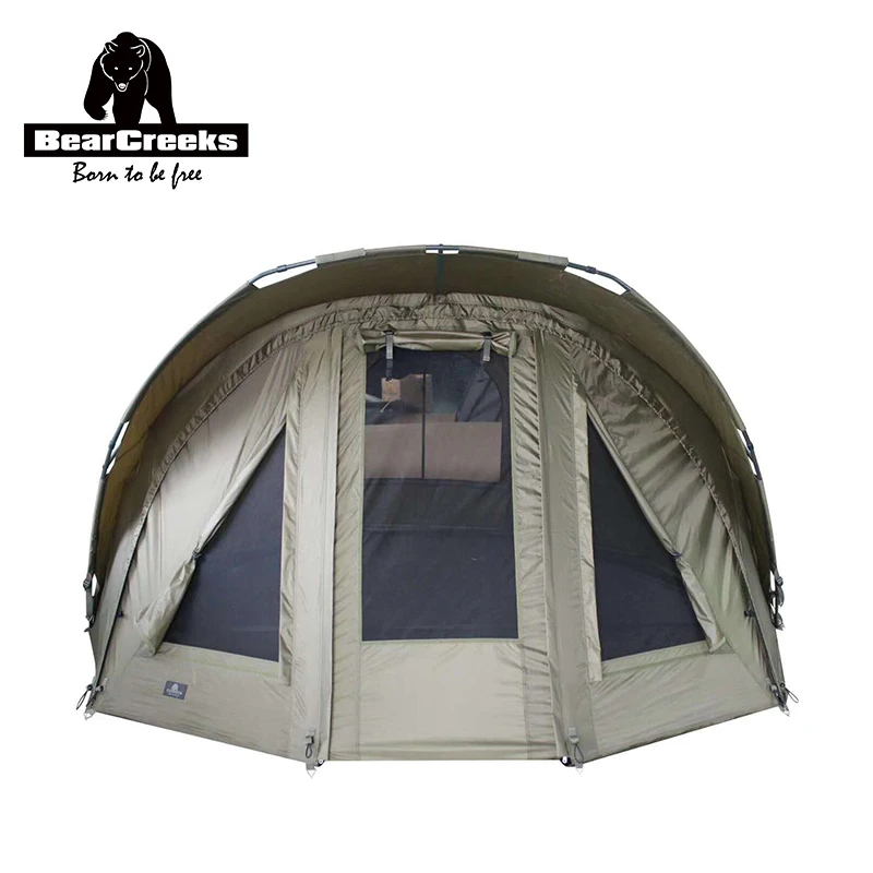 

Bearcreeks Olive Green Quick Erect Waterproof Carp Fishing Bivvy Tent with overwrap