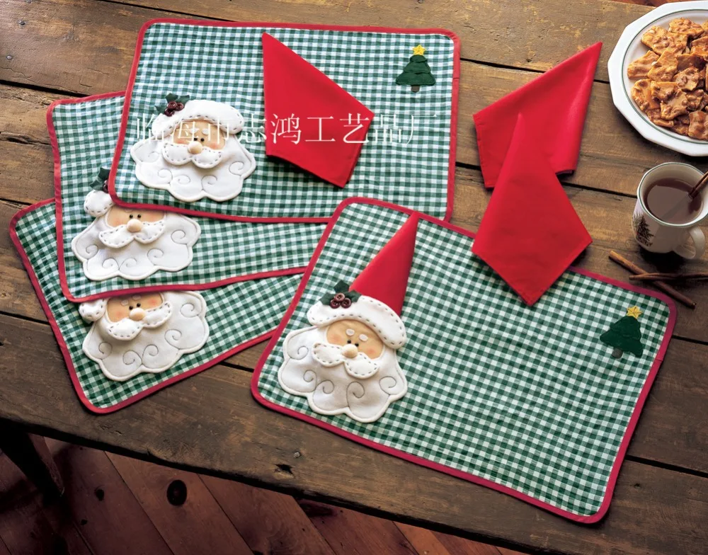6pcs lot christmas placemats merry christmas santa checked plaid christmas placemats and napkins