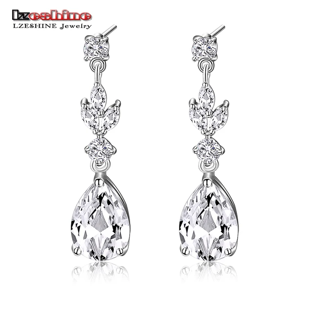 Lzeshine Top Quality Cz Diomand Drop Earrings Cubic Zirconia Lzeshine Top Quality Cz Diomand Drop Earrings Cubic Zirconia Water Shape Fashion Jewelry For