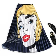 Женские длинные юбки летние новые плиссированные юбки высокая талия Аватар печатная юбка красочные большие качели модная Юбка-миди